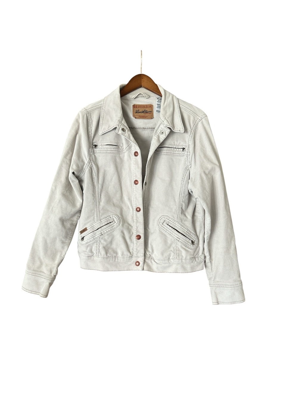 Vintage Levi's Strauss Signature off white corduroy Jean Jacket with copper snap